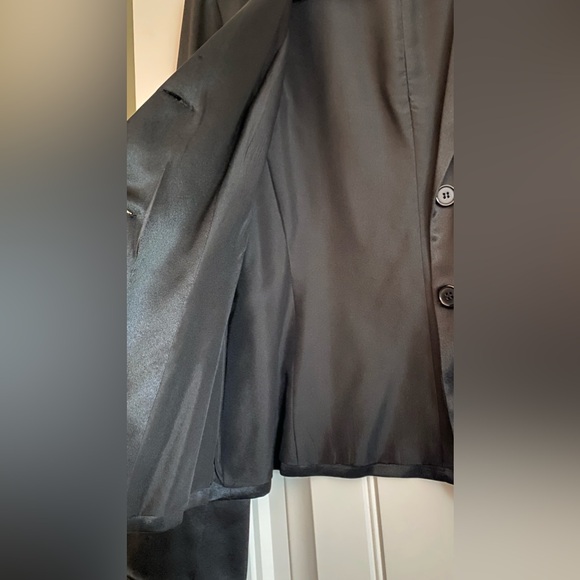 ECI Black Blazer Jacket 100% Silk with Notched Lapel Size 4 - Picture 9 of 16